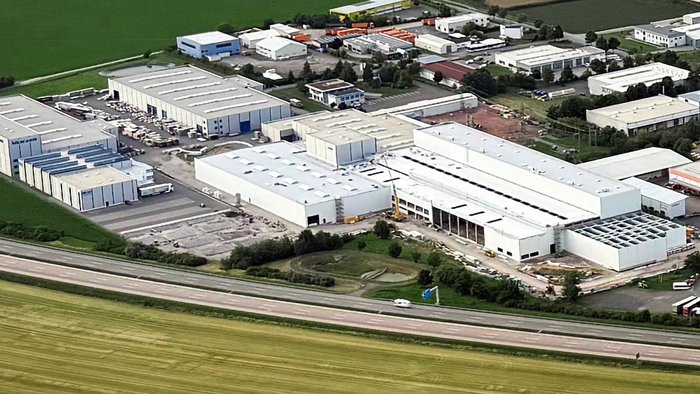 Aerial view – BIKAR AEROSPACE located along the A4